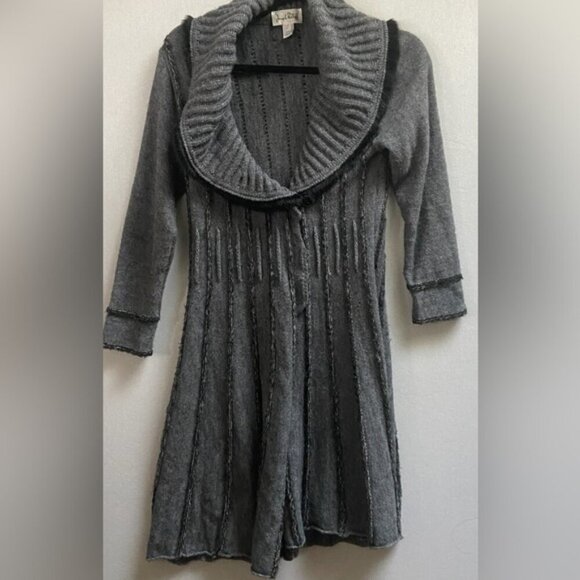 Joseph Ribkoff alpaca wool cowl neck textured sweater midi cardigan dresss Sz 12 - Picture 1 of 13